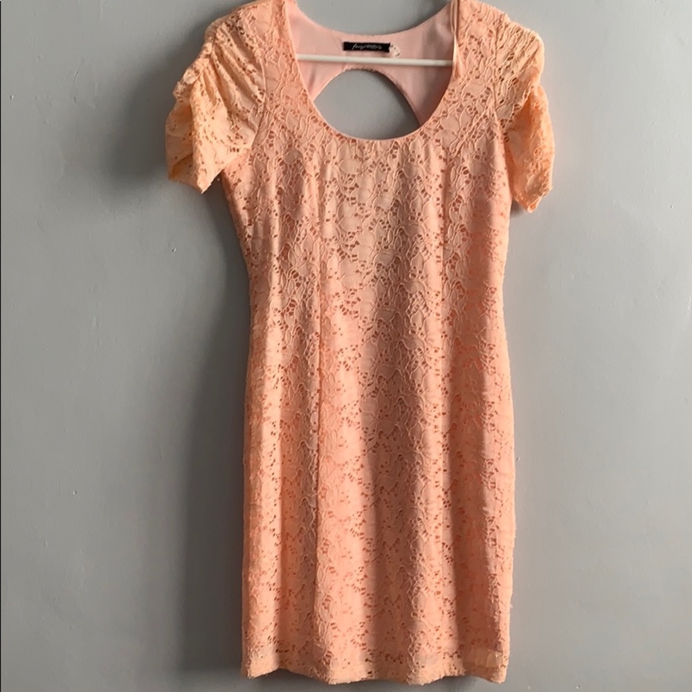 Open back coral short dress